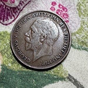 🇬🇧 1927 Great Britain One Penny — King George V — British Predecimal Bronze